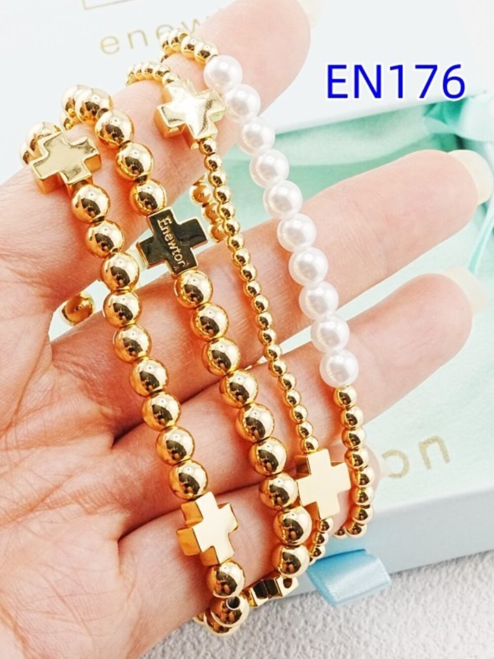 Enewton Gold Cross Bracelet Set